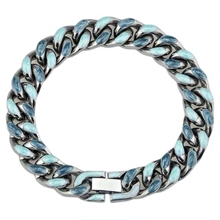 星空蓝钛钢古巴手链男百搭轻奢不掉色配饰女潮高级感双面佩戴饰品