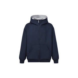 420G重磅撞色连帽拉链卫衣 精梳棉混纺挺括有型 男款廓形休闲外套