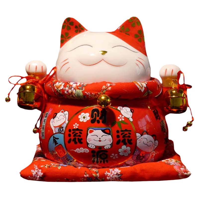 10寸德化瓷招财猫摆件开业送礼