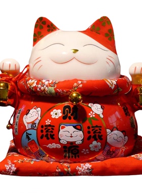 10寸德化瓷招财猫摆件开业送礼