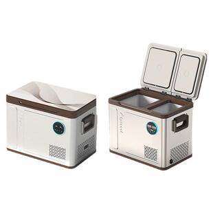 冰虎新款车载双开门冰箱车家两用压缩机制冷货车冷藏冷冻分区冰柜