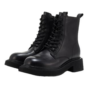 TeenieWeenie小熊奥莱女鞋马丁靴女秋季增高靴真皮黑色酷飒风