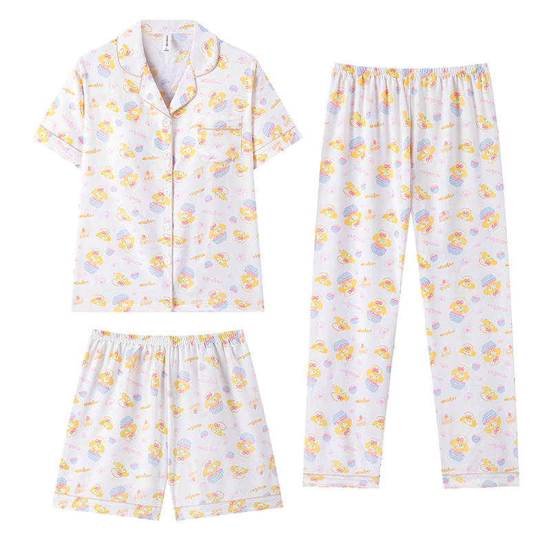 夏季胸垫开衫女家居服套装可外穿