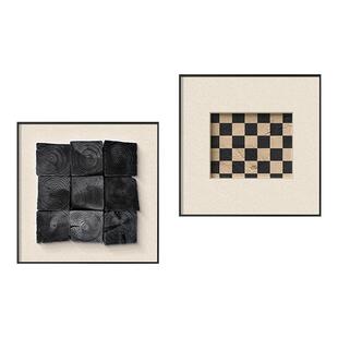 意式极简立体感装饰画中古风抽象客厅沙发背景墙挂画卧室餐厅壁画