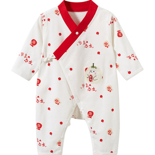 新生婴儿连体衣春秋冬初生纯棉和尚打底薄款拜年0哈衣3月宝宝衣服