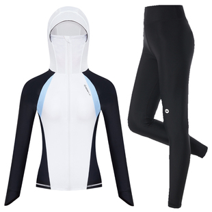 AquaPlay长袖分体连帽泳衣女长裤游泳衣全身防晒拉链水母衣潜水服