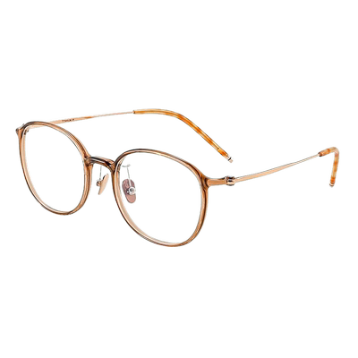 纪禾超轻纯钛冷茶色近视眼镜女款