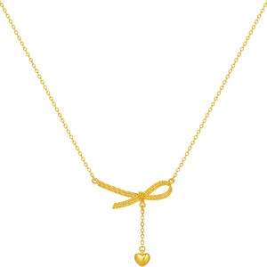 周六福黄金计价5G足金链坠少女心蝴蝶结项链少女心事节日礼物