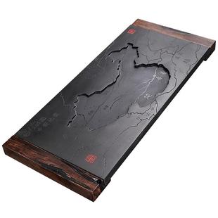 茶盘家用天然整块乌金石茶台茶托石茶海高端轻奢功夫茶具套装复古