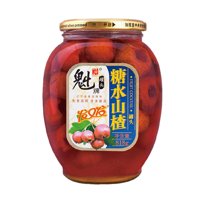 魁牌糖水山楂罐头玻璃瓶装即食