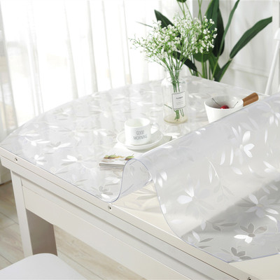 透明椭圆形折叠圆餐桌垫桌布防水防油PVC软玻璃水晶板弧形台桌垫
