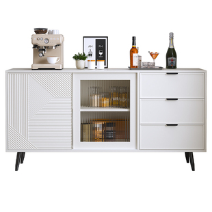 客厅实木餐边柜置物柜靠墙一体小尺寸咖啡机边柜中古储物茶水柜子