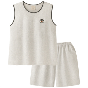 男士睡衣夏季A类纯棉背心短裤套装新款吸汗可外穿大码男款家居服