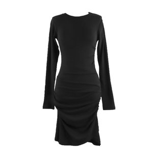 长袖针织连衣裙女装2025新款今年流行爆款修身性感包臀黑色连身裙