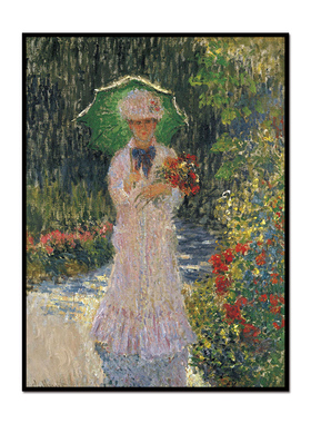 莫奈的花园油画作品北欧复古印象派艺术画芯油画布打印画心装饰画