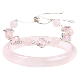 普陀山文创集授权店水晶四叶草好运手链女款黛佳人手镯文创礼物集