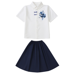 六一儿童啦啦操演出服大合唱中小学生诗歌朗诵比赛校服夏季中国风