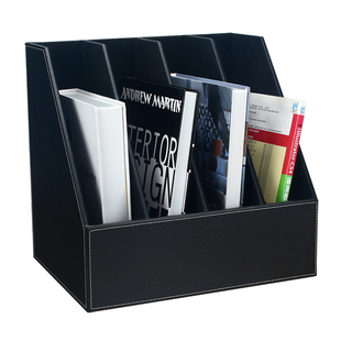 创意皮革多层办公用品桌面文件架资料架木质a4纸文件框座收纳三层