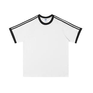 YEWQ纯棉短袖T恤男女宽松休闲大码半袖上衣潮牌三叶草情侣印花t恤