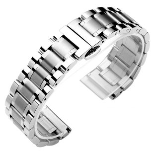 天王手表带钢带男女机械表石英表链精钢不锈钢配件代用原装蝴蝶扣