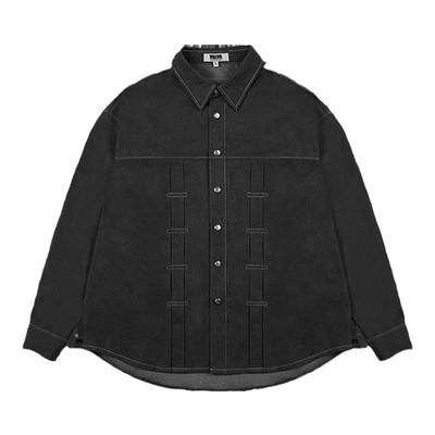 QUARTER IN NIGHT秋季新款炒色脏染宽松简约撞色情侣衬衫潮