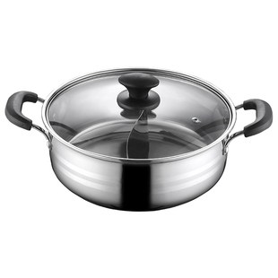 实德不锈钢火锅特厚加深小肥羊锅鸳鸯锅家用商用打边炉锅专用涮锅