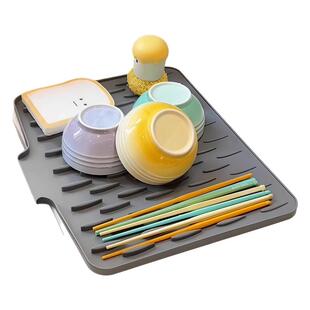 硅胶沥水垫水槽导流式厨房果蔬碗碟滤水干燥垫家用台面菜板固定垫