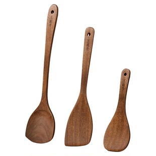 王麻子抗菌乌檀木锅铲不粘锅专用加长铲子煎铲整木切割食品级木铲