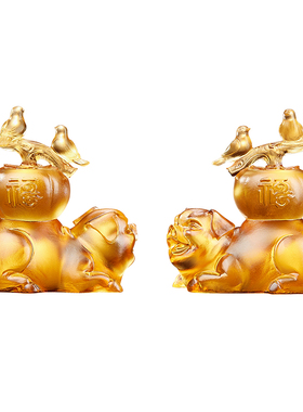 淘运阁喜柿连猪琉璃摆件属虎2026