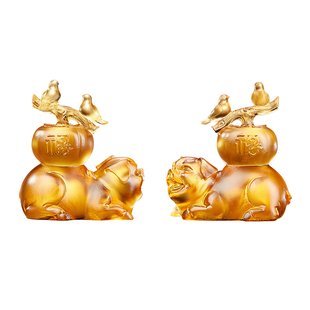 淘运阁喜柿连猪宝懿琉璃摆件属虎2026年马年吉祥物生肖虎饰品礼物