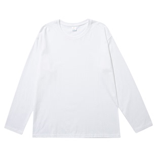 男道春秋240G重磅纯色长袖T恤男生潮牌宽松显瘦圆领学生套头上衣