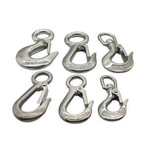 304不锈钢美式万向货钩旋转钩大眼货钩葫芦起重吊钩防脱货钩抓钩