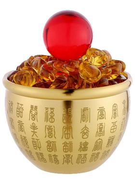 黄铜百福缸福字米缸供奉桌面摆件