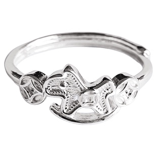 足银999纯银马上有钱戒指女钱币小马指环马年新中式女友情人礼物