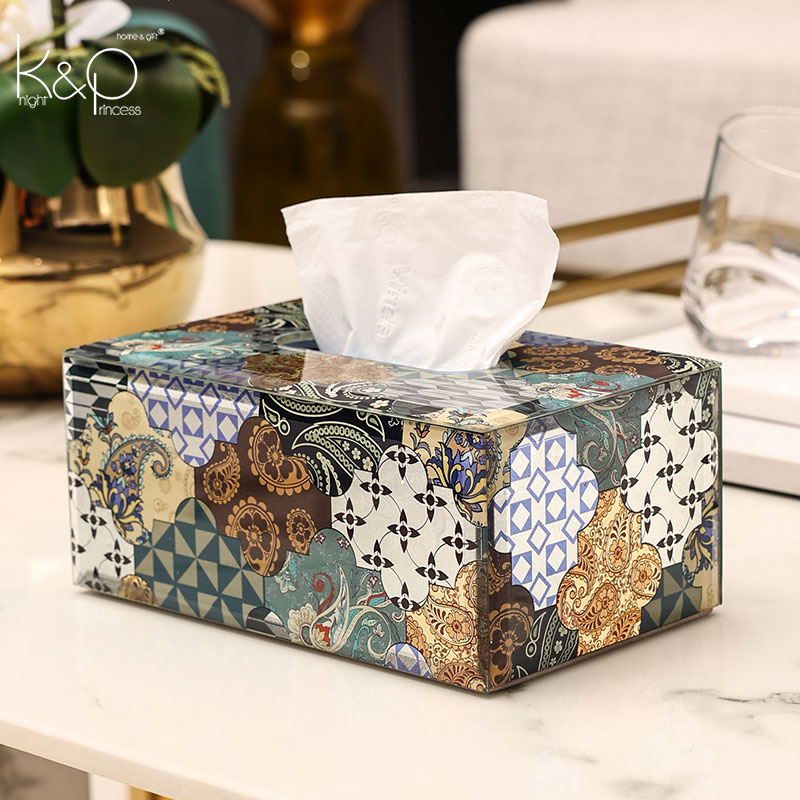 KP高档轻奢纸巾盒餐桌客厅茶几摆件抽纸收纳盒高级感家用擦手纸盒
