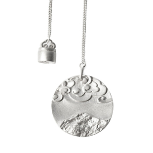 如此银作原创设计99足银圆形吊坠圆珠链毛衣链项链净水符银饰送礼