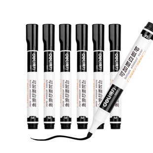 得力白板笔可加墨水粗头大号大容量白板笔可擦黑板笔教师用白板写字笔易写易擦彩色水笔黑色画板笔办公