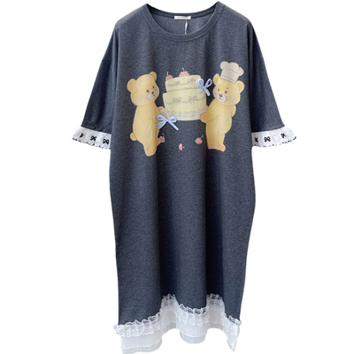 gillaimar甜美蕾丝蛋糕小熊睡裙