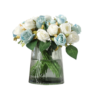 12头把束仿真玫瑰花假花绢花客厅餐桌装饰花摆设婚庆新娘手捧花束