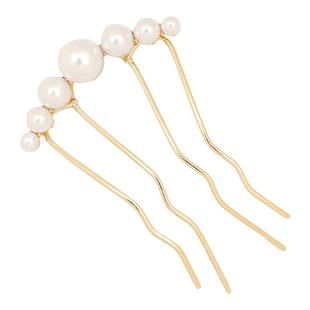 发簪u型盘发神器发钗簪子女珍珠四齿插梳u型夹丸子头发插发梳发夹
