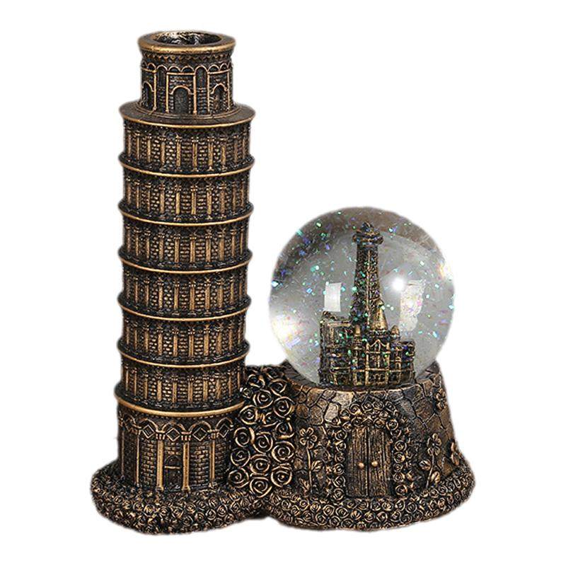 闪灯雪花帝国大厦比萨斜塔水晶球摆件情侣朋友儿童女生日礼物模型