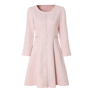 海青蓝 秋季连衣裙2025年新款高级时尚气质女装长袖中长款裙子