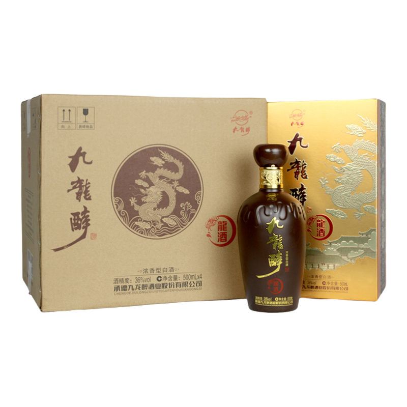 河北九龙醉 九龙醉龙酒 纯粮 36度浓香型白酒500ml*4瓶【整箱】