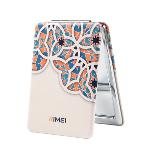 金达日美化妆镜双面皮质折叠小镜子女便携迷你手持口袋随身补妆镜