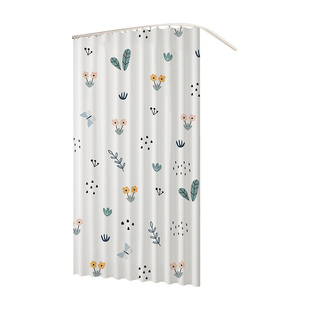 弧形轨道浴帘顶装L形卫生间洗澡挂帘子U形防水防霉加厚浴室隔断帘