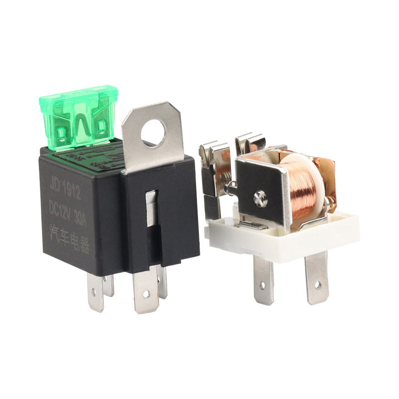 30A带保险丝汽车继电器12V24v改大灯空调带插座保险继电器4脚5脚
