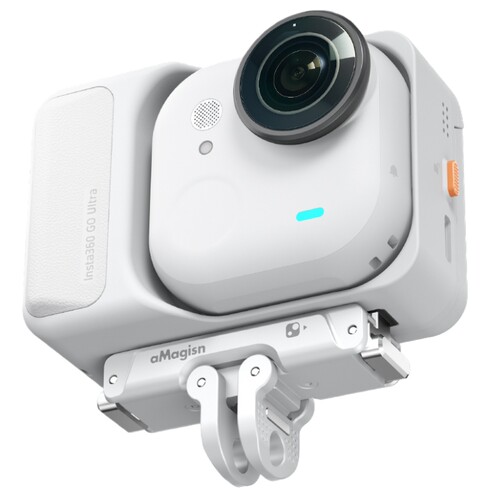 阿迈适配影石360 GoUltra金属磁吸底座快拆底座相机insta360GoUltra快拆转接头骑行自拍杆挂脖第一人称配件