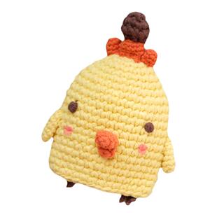 韩版可爱棉毛线抽拉式针织卡通车钥匙扣配件挂件呆萌小黄鸡棉线包