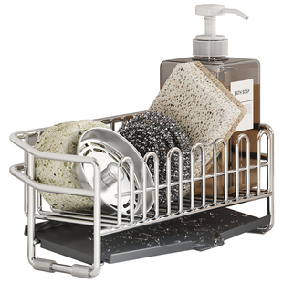 304不锈钢放抹布窄款沥水架厨房水槽超窄台面收纳海绵置物架小号