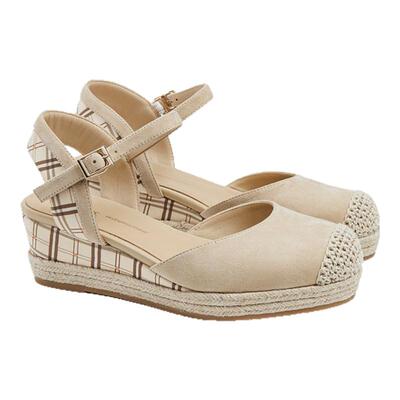 fed坡跟凉鞋夏季新款女鞋绒面时装凉鞋女款渔夫鞋女S0321-ZFB375